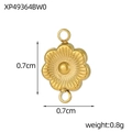 Detailed macro view of a 0.7cm golden flower stainless steel pendant with dimensions - Radial Carved Six Petal Flower Shape (XP49364BW0)