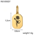 Gouden achthoekige hanger met zwarte lotusbloem gravure voor DIY sieraden - Juli Geboortebloem (PJ01093D7)