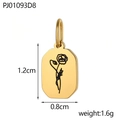Gouden rechthoekige bloem hanger van roestvrij staal met 1,2 cm hoogte en 0,8 cm breedte - Augustus Geboortebloem (PJ01093D8)