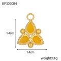 Detail view of a 1.4cm golden triangle pendant with yellow teardrop stones and bead edges - Triangular Yellow Teardrop Style(BP3070B4)