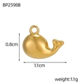 Ciondolo a forma di balena in oro lucido 0,8x1,1 cm per creazione gioielli minimal - Stile Piccola Balena (BP2598B)