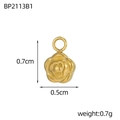 Detailed gold sunflower charm, 0.7cm x 0.5cm, stainless steel jewelry accessory - 3D Petal Rose Shape (BP2113B1)