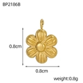 Macro view of 8mm gold sunflower pendant charm with detailed radial petal texture - Radial Texture Six Petal Flower Shape (BP2186B)