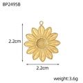 Detailed view of sunflower pendant charm with 2.2cm size and 3.6g weight specs - Dotted Stamen Sunflower Shape (BP2495B)