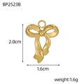 Detailed size view of gold bow pendant 2.0cm x 1.6cm for DIY jewelry making - Dynamic Bowknot Shape (BP2523B)