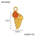 Macro shot of 1.2cm matte gold conch pendant with bright orange micro-set cubic zirconia - Gold Conch - Bright Orange Zirconia (HP3384B2)