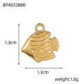 Detail view of a 1.3cm gold-plated koi fish charm with scale texture and product specs - Agile Fish Style (BP48338B0)