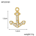 Golden ocean anchor pendant with zircons, marine style DIY jewelry accessory 1.1g - Gold Anchor - Clear Zirconia (HP3391B1)