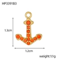 Golden anchor pendant with orange rhinestones, 1.3cm charm for jewelry making - Gold Anchor - Orange Zirconia (HP3391B3)