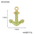 Golden anchor pendant with green zircon stones, ocean style jewelry piece for women - Gold Anchor - Grass Green Zirconia (HP3391B5)