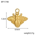 Detailed view of a gold bee pendant with measurements 1.3cm x 0.9cm and 0.7g weight - Bee Shape Pendant (BP1174B)