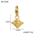 Detailed view of a gold bee pendant with lobster clasp measuring 1.3cm x 1.3cm - Bee Pendant with Lobster Clasp (BP1295B)