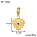 Detailed view of heart-shaped evil eye pendant in gold stainless steel with lobster clasp - Dark Pink Heart Evil Eye Style (BP1951B2)