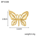 Detailed view of a gold-plated butterfly pendant with dimensions and weight specs - Hollow Butterfly Pendant (BP1658B)