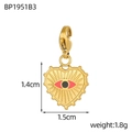 Golden heart evil eye charm with pink enamel detail and dimensions 1.4cm by 1.5cm - Pink Heart Evil Eye (BP1951B3)