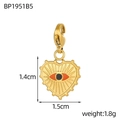 Macro shot of gold evil eye heart pendant with lobster clasp and dimensions 1.5cm by 1.4cm - Orange Red Heart Evil Eye (BP1951B5)