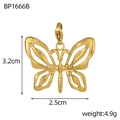 Detailed view of golden butterfly charm with dimensions 3.2x2.5cm and weight 4.9g - Lobster Clasp Hollow Butterfly (BP1666B)