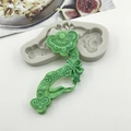 Traditional Chinese Ruyi jade silicone mold with green floral embossed resin craft - Ruyi Shape