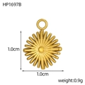 Golden stainless steel sunflower pendant with detailed radial pattern and top ring - Radial Pattern Sunflower (HP1697B)