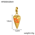 Detailed view of heart-shaped evil eye pendant with lobster clasp dimensions 1.9x1.2cm - Orange Heart Evil Eye (HP000042BW4)