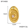 Goldener ovaler Evil Eye Anhänger mit Spiralstruktur und lila Perleneinlage - Ovales Muscheldesign Rosa Künstliche Perle (BP1948B3)