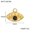 Makroansicht des goldene Augenanhängers mit schwarzer Perle und Größenangaben - Augenförmige Schwarze Perle (BP47143D1B0)