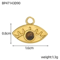 Detailansicht des goldenen Evil-Eye-Anhängers mit Tigerauge-Stein und Maßen - Augenförmige Braune Perle (BP47143D90)