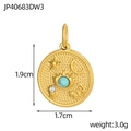 Goldener Edelstahlanhänger mit bösem Blick und Maßen für DIY Schmuckzubehör - Himmlische Medaillon Blauer Stein (JP40683DW3)