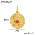 Goldener 3D Böser Blick Anhänger mit Stern, Mond Motiven und roten Perlenakzenten - Himmlische Medaillon Roter Stein (JP40683DW4)