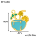 Dettagli del ciondolo a forma di succo tropicale, misure 1,1cm x 1,0cm con finitura smalto - Stile Bevanda Tropicale Blu (BP3663B3)