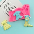 Molde de silicona para decoración de pasteles de vestidos y botas en acabado rosa fino - Forma Serie Ropa / Rosa
