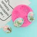 Stampo in silicone rosa a 3 cavità floreali per sapone fai-da-te e pietre profumate a rilievo - Rosa