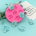 Rosa 6-Loch Rosen Silikonform mit blauen Harzblumen für DIY Basteln und Backen zu Hause - Sechs-Loch-Rose (QH1685) / Rosa