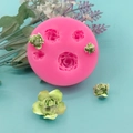 Rosa Silikonform mit vier verschiedenen Rosendesigns für Kuchen und Seifenhandwerk - Rosenform (QH1748)