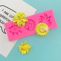 Molde de silicona de 3 cavidades con flores para fondant, jabón y manualidades DIY - Molde Triple Flor Rosa
