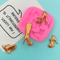 Moldes de silicona para zapatos de tacón alto con muestras terminadas de resina dorada - Rosa