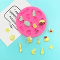 Pink silicone baby shower mold with teapot, stroller, and bottle shapes for DIY fondant cakes - Pink