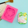 Molde de silicona 3D de gato y mariposa para pastel de fondant, yeso y jabón DIY - Estilo Relieve Gato Mariposa Flor / Rosa