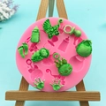 Molde de silicona rosa para decoración de tartas de bebé con cochecito y biberón DIY - Tema de Bebé (QH6492)