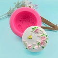 Rosa Silikonform für DIY-Blumen-Schmetterling-Relief mit fertigem 3D-Rosengips-Dekor - Rosa