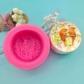 Stampo in silicone rosa con uccelli e fiori e rilievo d'arte 3D bianco rifinito - Cerchio Rosa