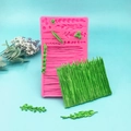 Stampo in silicone per bordi di torta in pasta di zucchero a tema erba e lavanda - Rosa