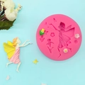 Roze siliconen mal met fee en bloemen voor fondant en DIY taartdecoratie met ornamenten - Ronde Fee Engel Stijl / Roze