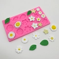 Siliconen mal voor madeliefjes en bladeren met gedetailleerde bloemvormen voor DIY-taarten - Multi-Gats Bloem Blad Roze Stijl