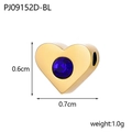 Detailed view of 0.6x0.7cm heart-shaped gold jewelry charm with a blue birthstone - Gold / Heart Shape (PJ09152D-BL) / Dark Blue
