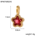 Detailed view of a gold pentagram pendant with a red zircon inlay and beaded edges - BP48760B2A5-Red Star Pendant