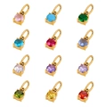 Set of 12 colorful round zircon square pendant charms with gold plated claw setting - Multicolor Combination Set
