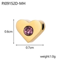 Gold heart birthstone charm with purple crystal showing size 0.7cm x 0.6cm and 1g weight - Gold / Heart Shape (PJ09152D-MH) / Purple