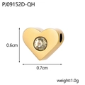 Detailed view of a gold heart charm with clear birthstone, size 0.7cm by 0.6cm - Gold / Heart Shape (PJ09152D-QH) / White