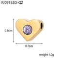 Macro detail of a 0.7cm heart charm in gold finish with a faceted purple crystal - Gold / Heart Shape (PJ09152D-QZ) / Light Purple
